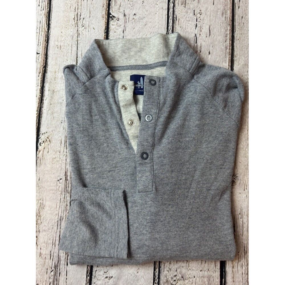 Johnnie-O Whaling Henley Golf Snap Pullover Men's Large Malibu Blue Long Sleeve